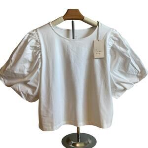 A New Day Women's White Puff Short Sleeve T-Shirt - Size Large - NWT